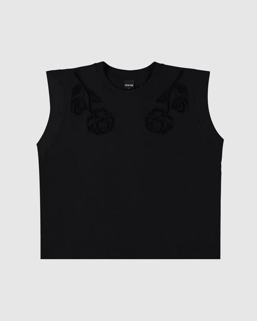 T-Shirt Feminina Muscle Tee Bordado Flor Em Algodão - ENFIM