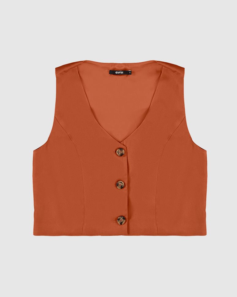 Colete Alfaiataria Feminino Abotoamento Frontal Em Liocel - ENFIM