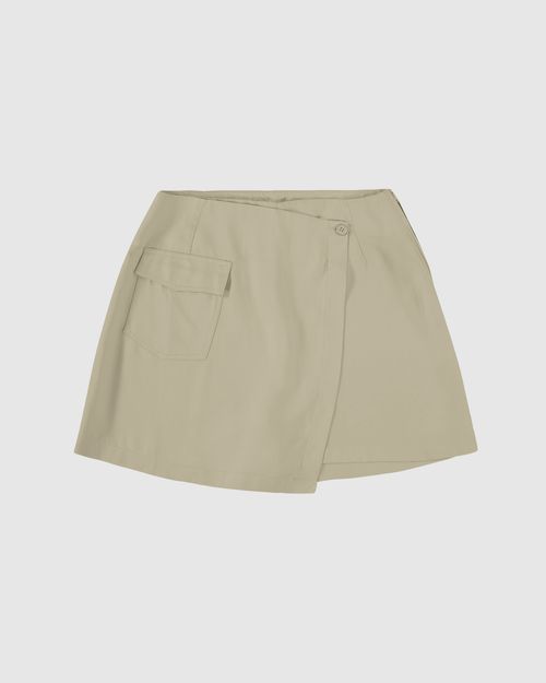 Shorts Saia Feminino Transpassado Com Bolso Em Liocel - ENFIM
