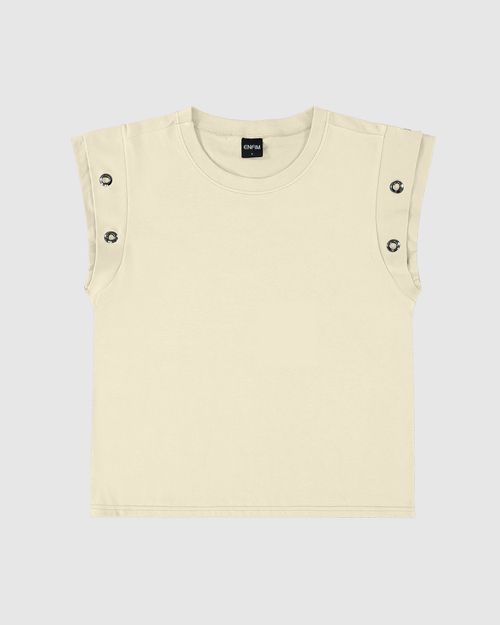 T-Shirt Feminina Muscle Tee Mangas Com Ilhóses Em Algodão - ENFIM