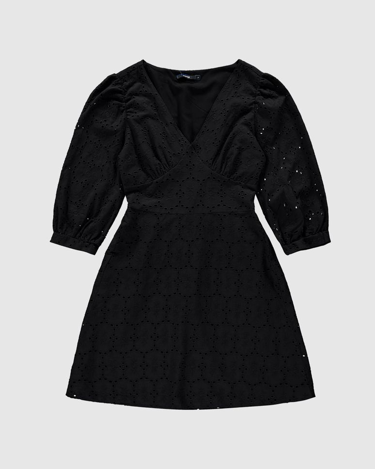 Vestido Feminino Decote V Manga 3/4 Em Laise Algodão - ENFIM