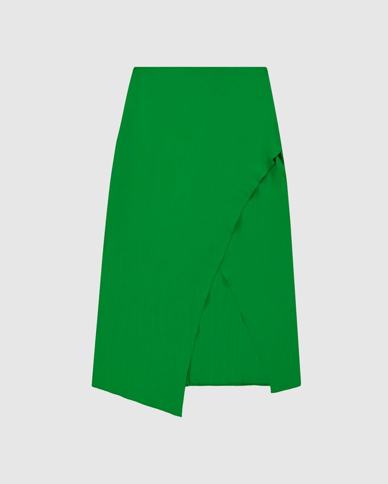 Saia Midi Feminina Transpassada Em Viscolinho - ENFIM