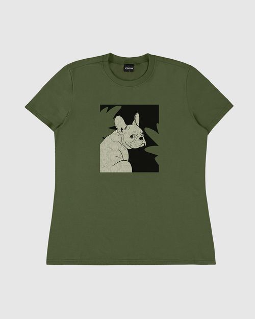 T-Shirt Feminina Slim Ilustração Frontal Em Algodão - ENFIM