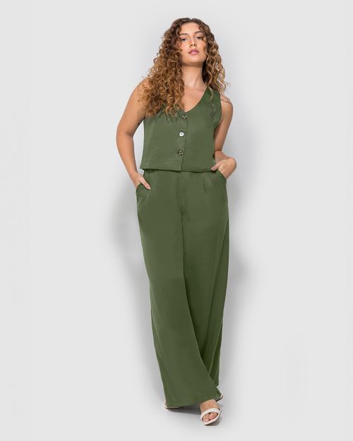 Calça Wide Leg Feminina Cinto Removível Em Liocel - ENFIM