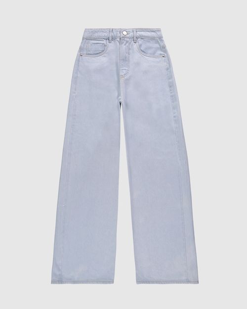 Calça Wide Leg Feminina Bolsos Funcionais Em Jeans 100% Algodão - ENFIM