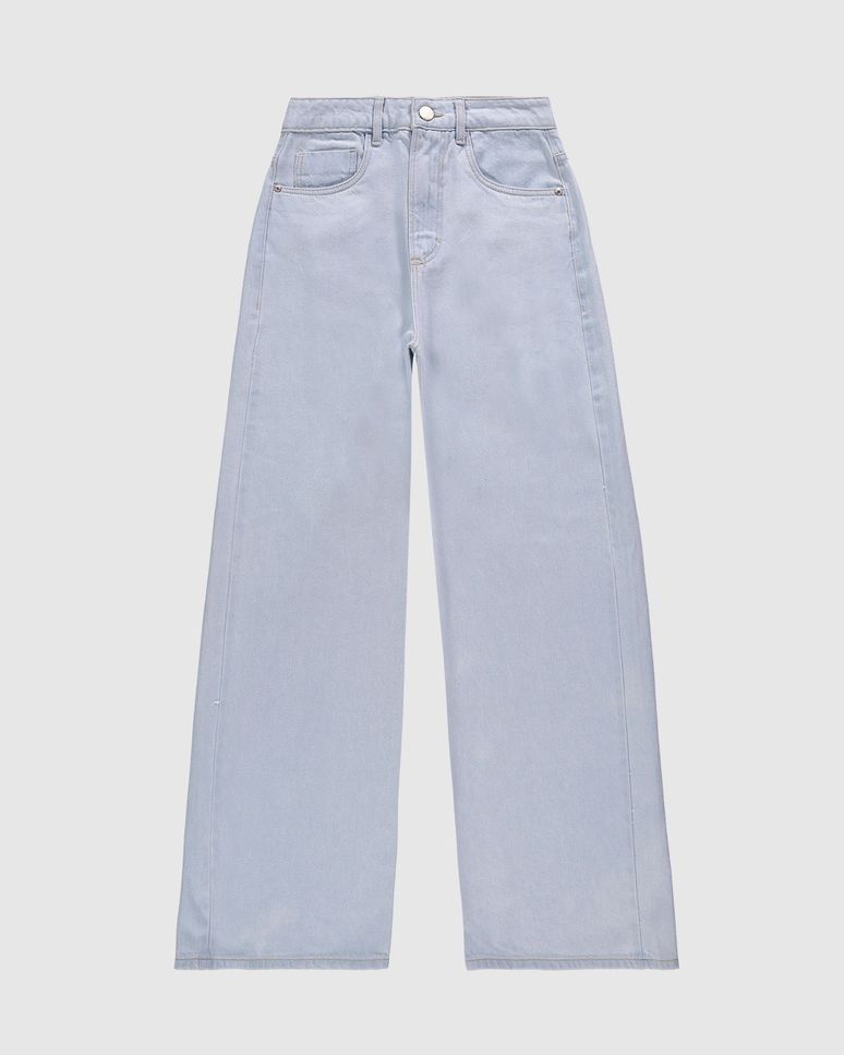 Calça Wide Leg Feminina Bolsos Funcionais Em Jeans 100% Algodão - ENFIM