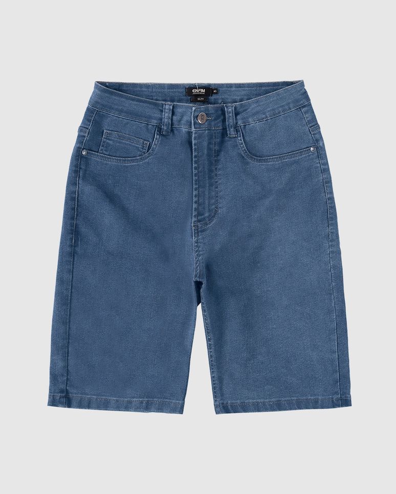 Bermuda Masculina Slim Cintura Média Em Jeans Com Elastano - ENFIM