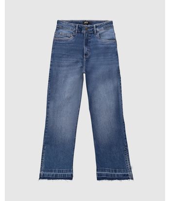 Calça Feminina Reta Cropped Barra Desfiada Em Jeans Com Elastano - ENFIM
