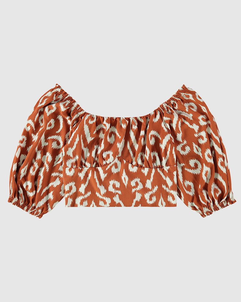 Blusa Feminina Estampada Decote Ombro A Ombro Em Viscose - ENFIM