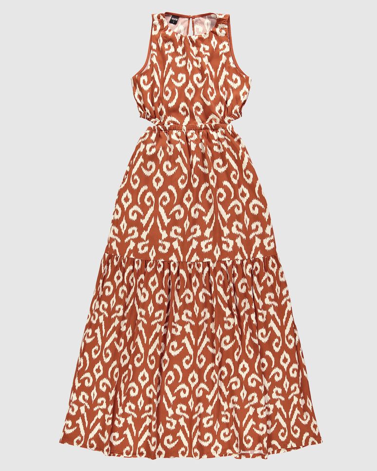 Vestido Longo Feminino Estampado Com Bolso Lateral Em Viscose - ENFIM