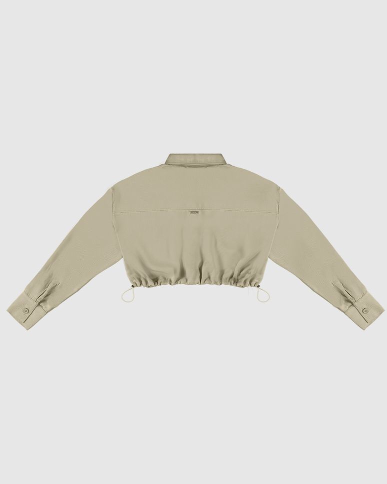 Camisa Cropped Feminina Com Regulador Frontal Em Liocel Sarjado - ENFIM