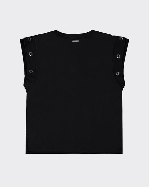 T-Shirt Feminina Muscle Tee Mangas Com Ilhóses Em Algodão - ENFIM