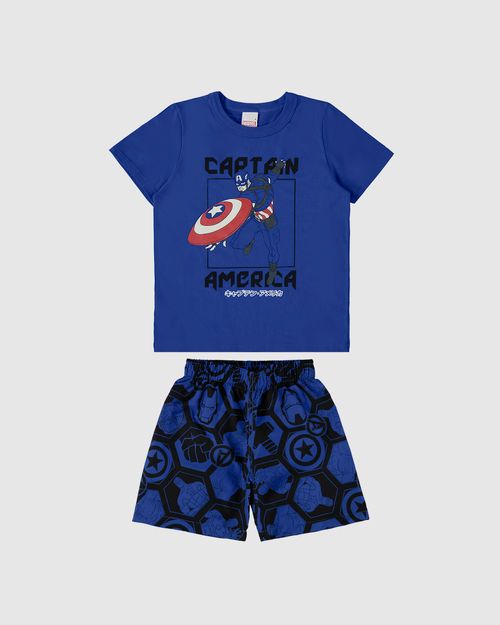 Conjunto Infantil Menino Bermuda Estampada Avengers Micofibra Malwee Kids
