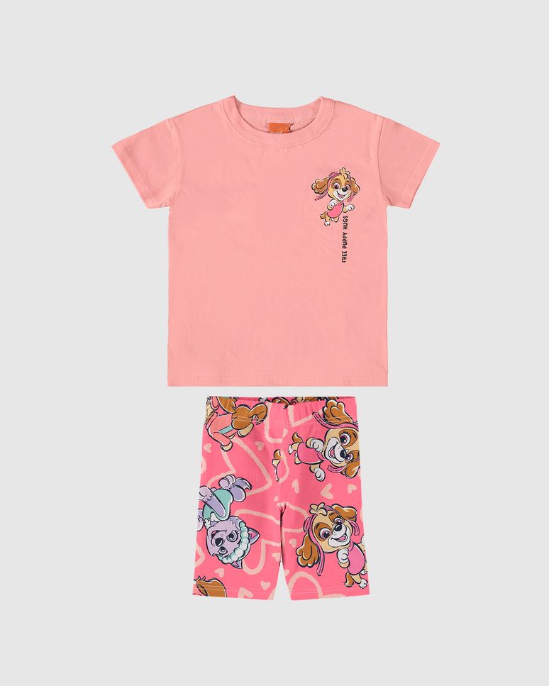 Conjunto Infantil Menina Bermuda Estampada Patrulha Canina Malwee Kids