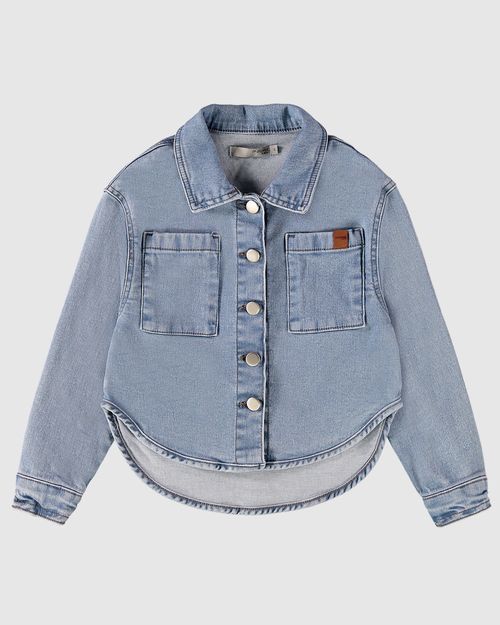 Jaqueta Infantil Menina Ampla Barra Arredondada Jeans Moletom Malwee Kids