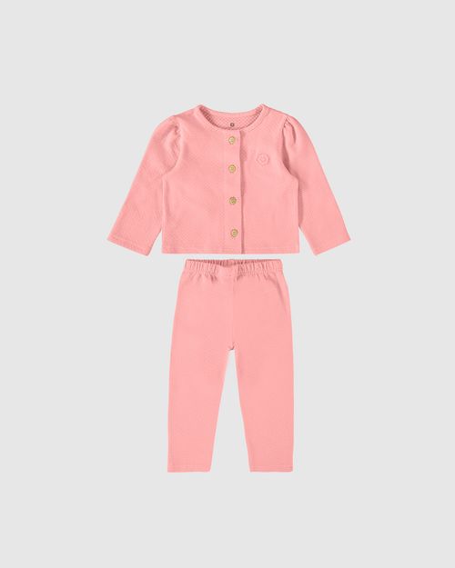 Conjunto Infantil Menina Abotoamento Frontal Malha Texturizada Malwee Kids