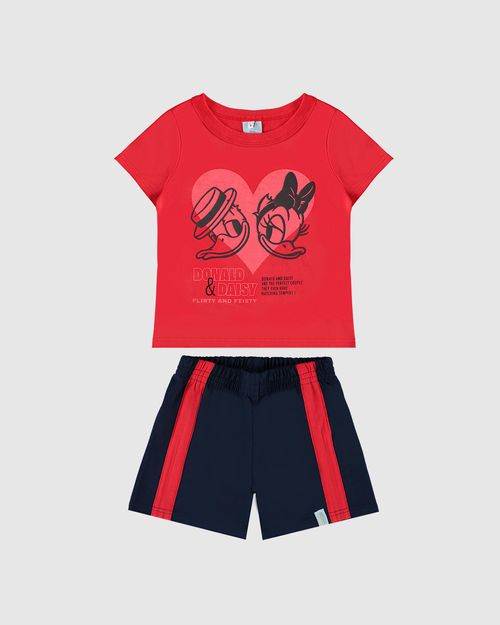 Conjunto Infantil Menina Donald & Margarida Em Algodão Malwee Kids