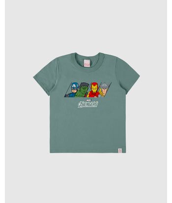 Camiseta Infantil Menino Manga Curta Avengers Em Algodão Malwee Kids