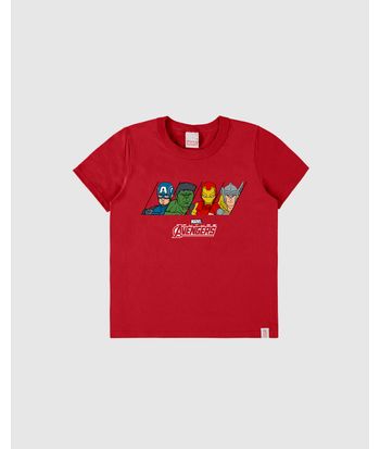 Camiseta Infantil Menino Manga Curta Avengers Em Algodão Malwee Kids
