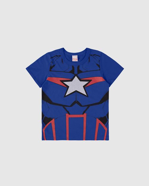 Camiseta Infantil Menino Estampa Efeito Prata Avengers Algodão Malwee Kids