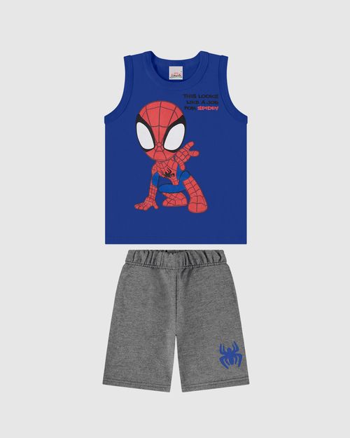 Conjunto Infantil Menino Regata Homem-Aranha Marvel Em Algodão Malwee Kids