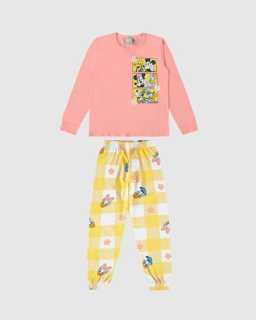 Pijama Infantil Menina Manga Longa Pato Donald Em Algodão Malwee Kids