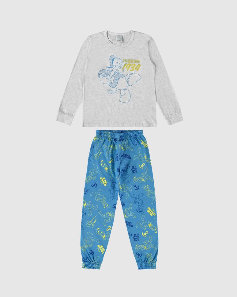 Pijama Infantil Menino Manga Longa Pato Donald Em Algodão Malwee Kids