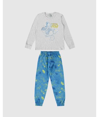 Pijama Infantil Menino Manga Longa Pato Donald Em Algodão Malwee Kids