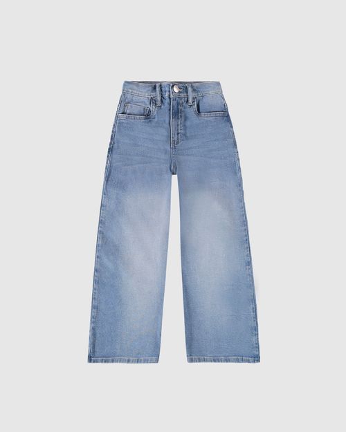 Calça Infantil Menina Wide Leg Cintura Média Em Jeans Moletom Malwee Kids