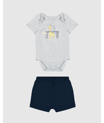 Conjunto Infantil Menino Body Girafinha Em Algodão Malwee Kids