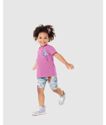 Conjunto Infantil Menina Bermuda Estampada Patrulha Canina Malwee Kids