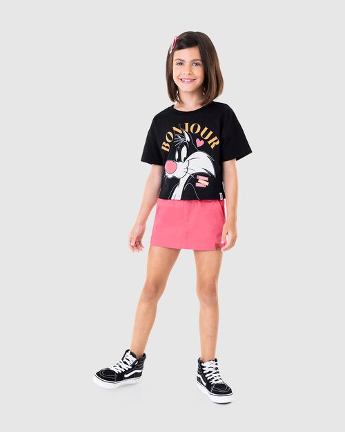 Blusa Infantil Menina Box Bonjour Looney Tunes Em Algodão Malwee Kids