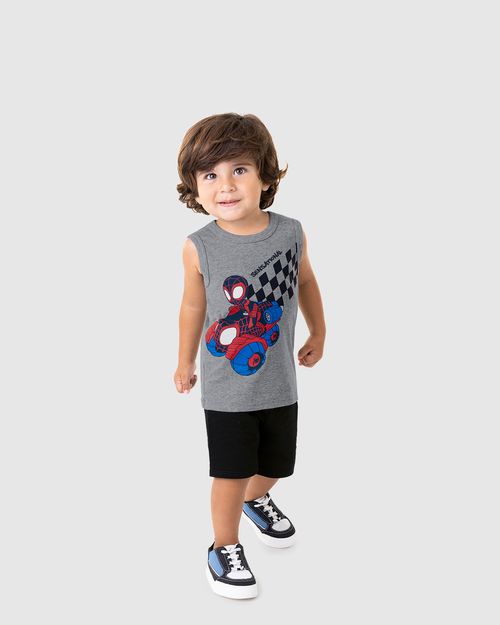 Conjunto Infantil Menino Regata Homem-Aranha Marvel Em Algodão Malwee Kids