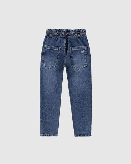 Calça Infantil Menina Slouchy Cintura Média Em Jeans Moletom Malwee Kids