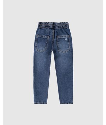 Calça Infantil Menina Slouchy Cintura Média Em Jeans Moletom Malwee Kids