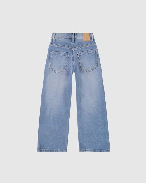 Calça Infantil Menina Wide Leg Cintura Média Em Jeans Moletom Malwee Kids