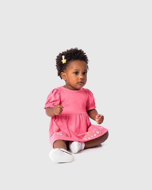 Vestido Infantil Com Estampa Em Malha Botonê Malwee Kids