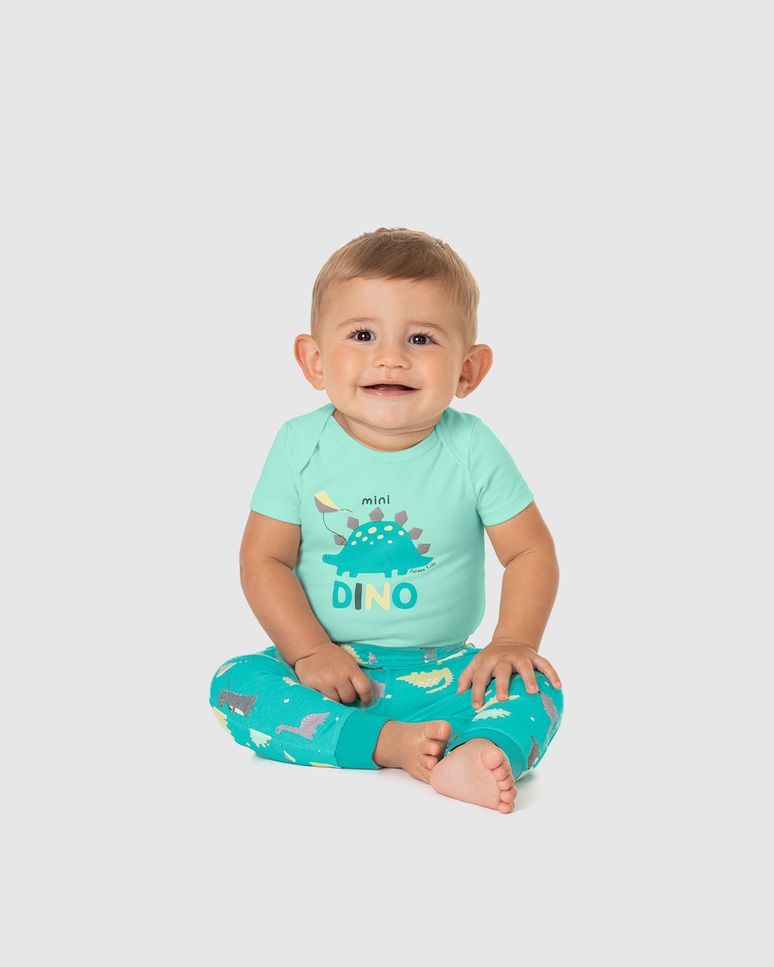 Conjunto Infantil Menino Body Dino + Calça Em Algodão Malwee Kids