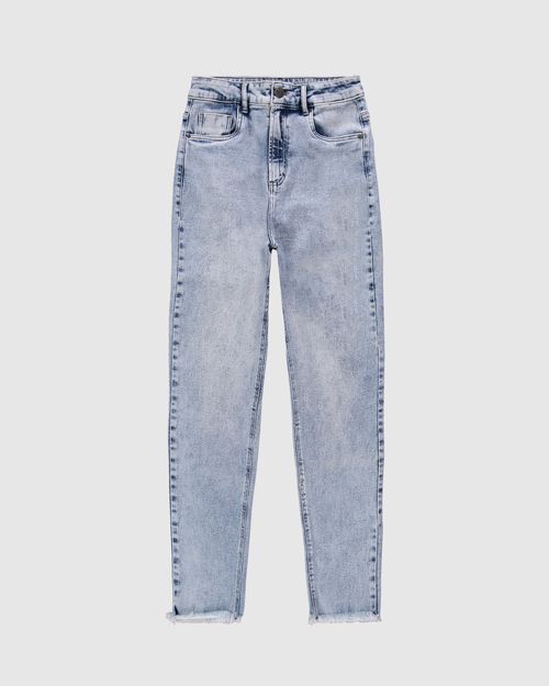 Calça Mom Feminina Com Barra Desfiada Em Jeans Com Elastano - ENFIM