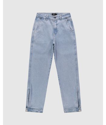Calça Feminina Reta 90's Abertura Lateral Em Jeans Com Elastano - ENFIM