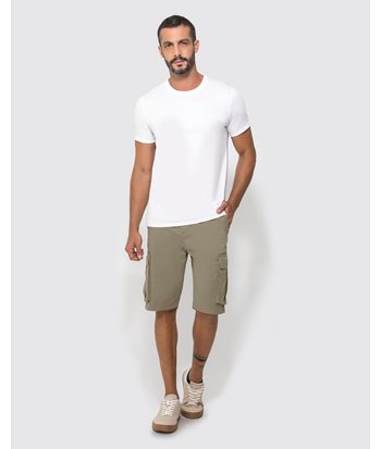 Bermuda Chino Masculina Cargo Em Sarja Com Elastano - ENFIM