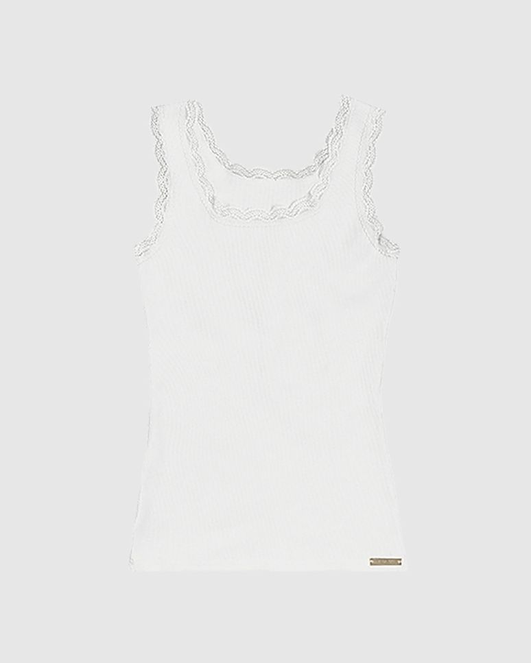 Regata Feminina Com Detalhe Renda Em Ribana - ENFIM