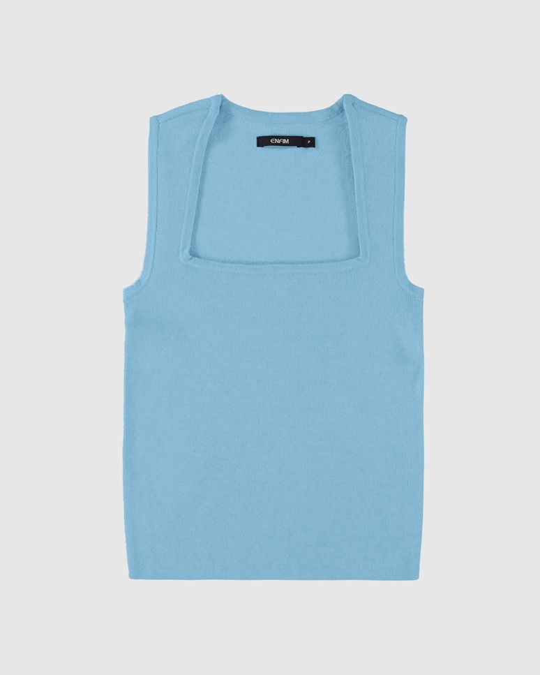 Regata Justa Feminina Decote Reto Em Tricô - ENFIM