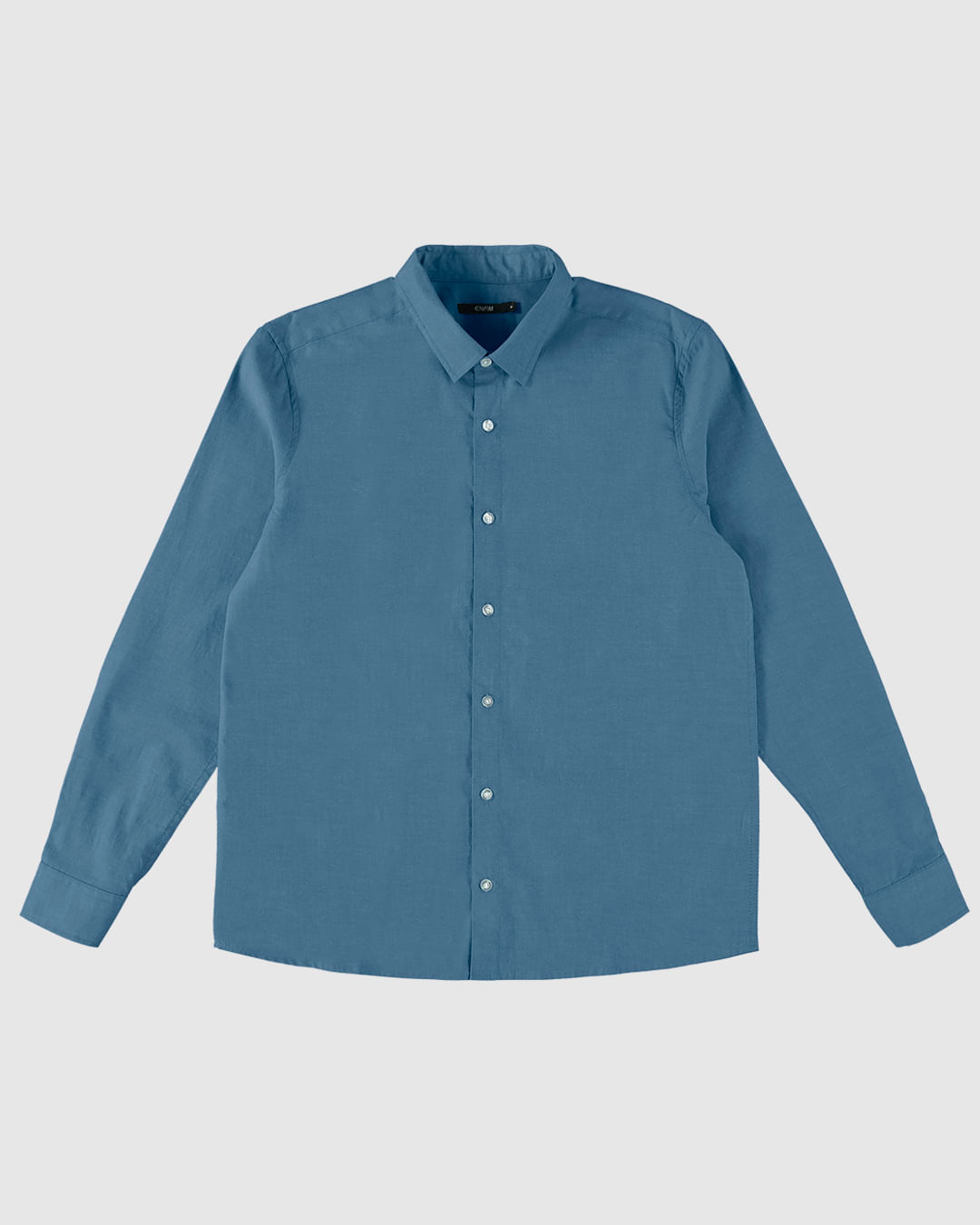 Camisa Masculina Manga longa Em Algodão Com Linho - ENFIM AZUL