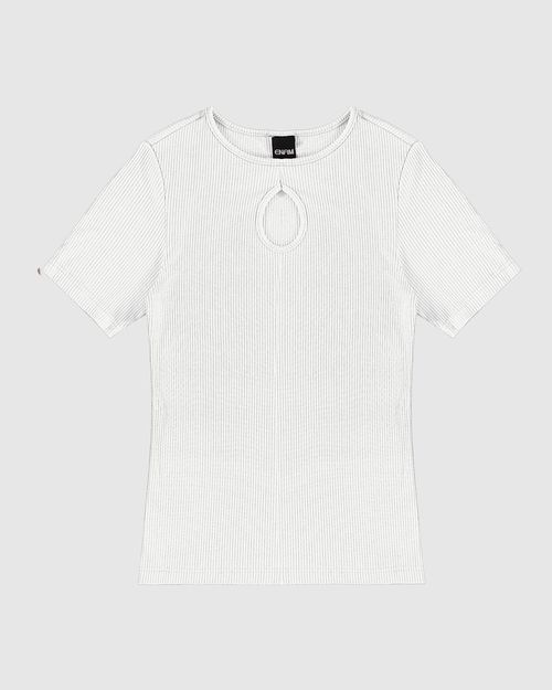 Blusa Feminina Decote Com Detalhe Vazado Malha Canelada De Viscose - ENFIM