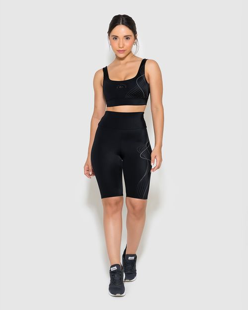 Bermuda Feminina Estampa Refletiva Tecnologia Lycra® Black - ENFIM