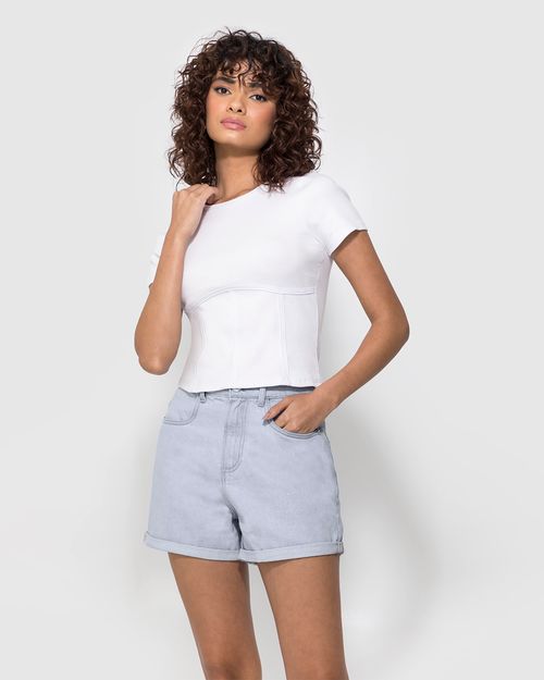 Blusa Justa Feminina Com Recortes Frontais Em Ribana - ENFIM