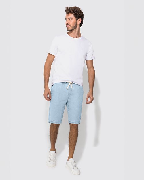 Bermuda Chino Masculina Cós Elástico Em Jeans 100% Algodão - ENFIM