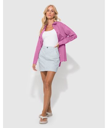 Camisa Feminina Oversized Manga Longa Em Tricoline - ENFIM