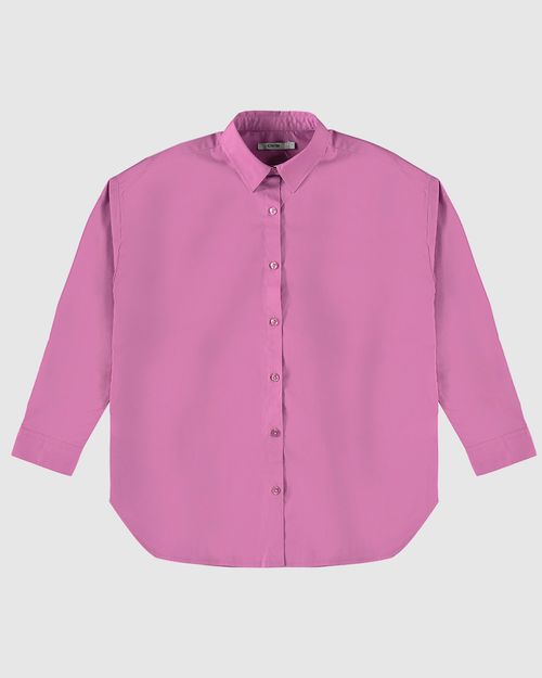 Camisa Feminina Oversized Manga Longa Em Tricoline - ENFIM
